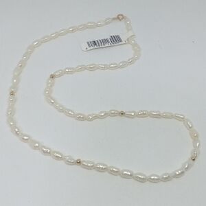 * NWT 14K gold JCM brand real rice pearls necklace 18"